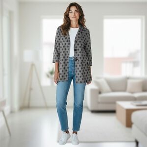 Ali Miles - NWT, Heather Gray & Black Jacket, W/ Black Polkadots & Patch Pocket